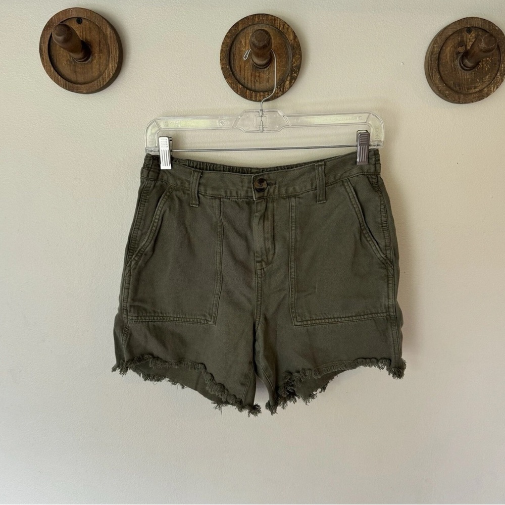 Aerie High Rise Raw Hem Frayed Cutoff Utility Adventure Shorts Boho Womens